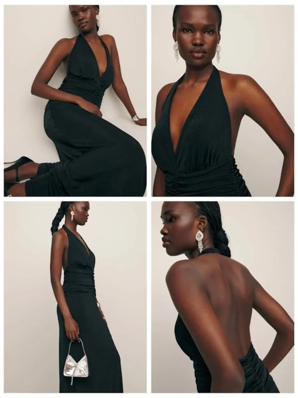 NWT Reformation Everlynn Knit Maxi Dress Halter Black Small - Picture 2 of 11